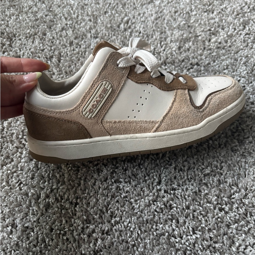 Coach Woman’s Cream and Brown Low-Top Sneakers